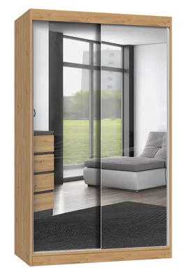 Zdjęcie produktu dla Cdf Szafa Przesuwna Iga 120 Cm Drzwi 2 Lustra Dąb Artisan