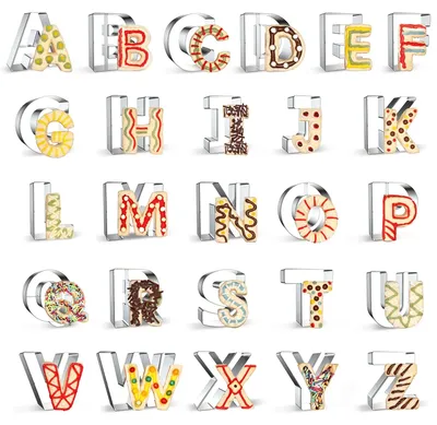 Produktbild von 26-teiliges Alphabet-Ausstechformen-Set für selbstgemachte Alphabet-Kuchen und -Kekse, Ausstechformen aus Edelstahl zum Backen, buchstabenförmige Backutensilien für selbstgemachte Kekse