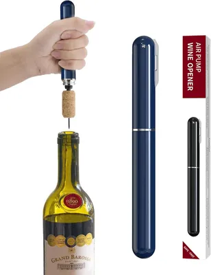 Zdjęcie produktu dla Otwieracz do wina 2-w-1, ciśnienie powietrza, w zestawie z nożem do folii, poręczny, dla miłośników wina