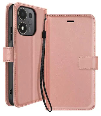 Image de Mayaxess, étui portefeuille pour Honor 600 Smart, avec fonction support et boucle, couleur or rose