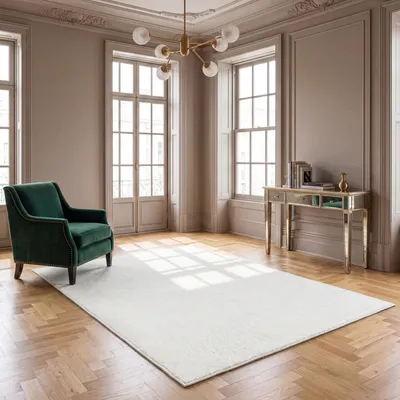 Produktbild von Waschbarer Kurzflor Teppich, rutschfest & weich, Einfarbig für Wohnzimmer, Schlafzimmer, Küche & Kinderzimmer