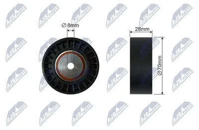 Produktbild von NTY RNK-CT-050 Spannrolle Keilrippenriemen 70mm für RENAULT CLIO II (BB0/1/2, CB0/1/2) passend für PEUGEOT 407 SW (6E) 407 (6D) für CITROËN