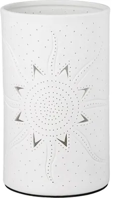 Produktbild von Gilde Lampe Zylinder "Sonne" weiß Fassung E14, max. 40 Watt, 220-240V H: 20 cm B: 12 cm T: 12cm 32282