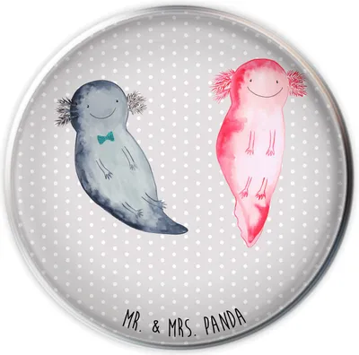 Produktbild von Mr. & Mrs. Panda Waschbecken Stöpsel Axolotl Freundin - Grau Pastell - Geschenk, Valentinstag, Liebe, waschbeckenverschluss, Ablaufstopfen, Waschbecken-Stopfen, Lurch