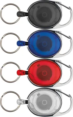 Produktbild von 4x Schlüsselanhänger mit Karabiner und ausziehbarem Schlüsselring / 4 Farben