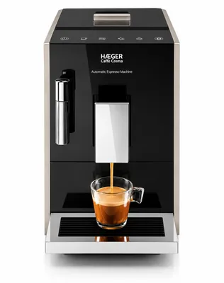 Image de Machine à café automatique HAEGER Caffè Crema 19 bars – 1350 W, réservoir 1,2 L, broyeur intégré, écran tactile, mousseur à lait, Espresso & Lungo, Image générée par une IA