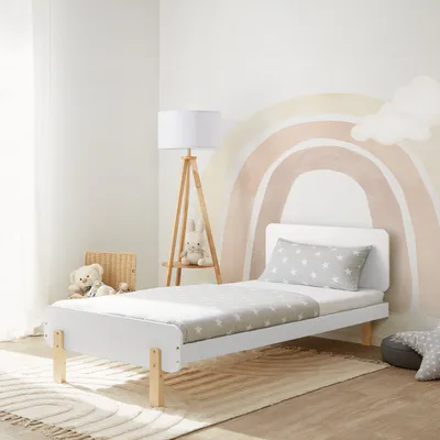 Image de Lit en bois simple avec matelas Lit enfant 90x200 Lit de jeunesse massif blanc pin Cadre de lit Lit junior Sommier à lattes