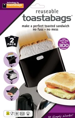 Produktbild von KitchenCraft - Set of 2 Wiederverwendbare Sandwich-Taschen, Antihaftbeschichtung, Kunststoff, Schwarz, 20,5 x 14,5 cm