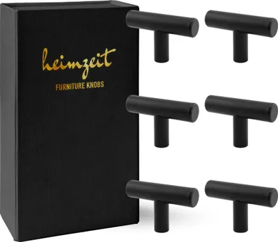 Produktbild von heimzeit Möbelgriffe T-Form Schwarz - 6 Stück
