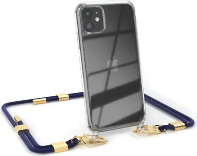Produktbild von EAZY CASE Handykette für Apple iPhone 11, Transparente Silikonhülle mit Band, Clear Case, abnehmbar in  Blau