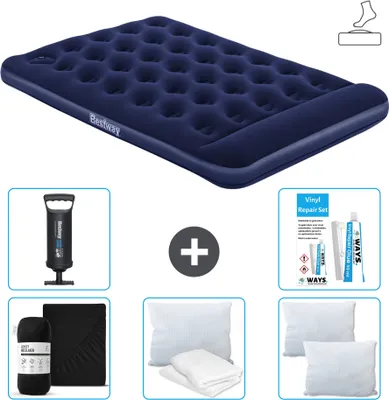 Produktbild von Bestway Luftmatratze - Französisches Bett - 137 x 191 x 28 cm - Blau - Inklusive Zubehör