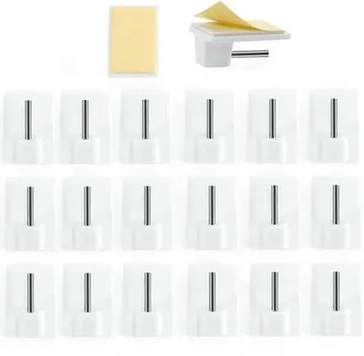 Productafbeelding van Zelfklevende Gordijnhaken - 20 Stuks - Wit voor Gordijnrails - 1,9 x 2,8 x 1,3 cm
