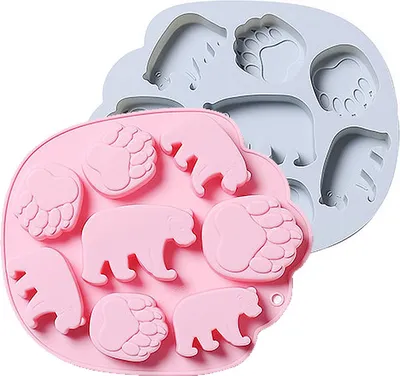 Obrázek produktu pro CANDeal 2PCS Chodící lední medvěd a tlapky Silikonové formy pro DIY Fondant Trinket Gum Candy Pudink Jelly Resin Klíčenka