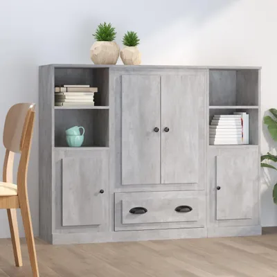 Produktbild von vidaXL Highboards 3 Stk. Betongrau Holzwerkstoff
