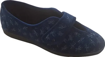 Immagine prodotto di Pantofole da donna Sleepers Ivy con chiusura a velcro, motivo floreale DF542 (40 EUR) (blu navy)