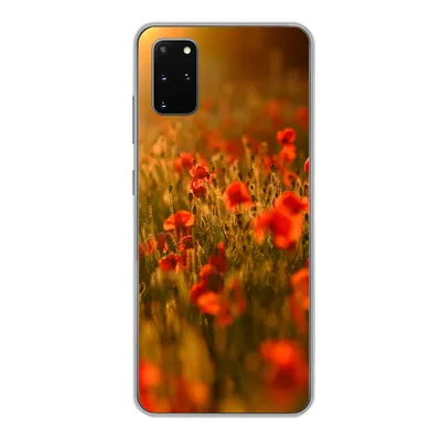 Produktbild von MuchoWow® Handyhülle Schutzhülle Hülle für Samsung Galaxy S20 Plus Orangefarbenes Leuchten über den Mohnblumen auf dem Feld Silikon Softcase Handy Hülle - Hartschale