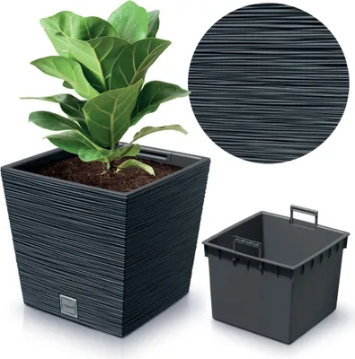 Zdjęcie produktu dla Doniczka Donica Ogrodowa 24 Cm Kwadratowa Na Taras Do Ogrodu Domu Antracytowa