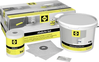 Produktbild von SAKRET Abdicht-Set 4 kg, Dichtband 5m, 2 Dichtmanschetten 120x120mm, hochflexibel, wasserundurchlässig, rissüberbrückend, Innen