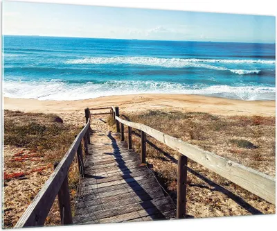 Produktbild von Bilder auf glas - Einteilig - Meer Strand Eintritt - 100x70cm - Glasbilder - Wandbilder - Bilder - zum Aufhängen bereit - Wanddekoration aus Glas - Glas Bilder - Wandbild auf Glas - GAA100x70-4359