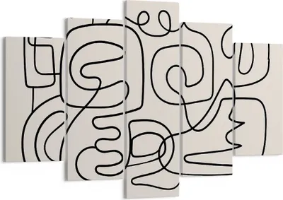 Produktbild von Bild auf Leinwand - Leinwandbild - 5 Teile - Linien Figuren Formen - 150x100cm - Wand Bild - Wanddeko - Wandbilder - Leinwanddruck - Bilder - Wanddekoration - Leinwand bilder - EA150x100-5121