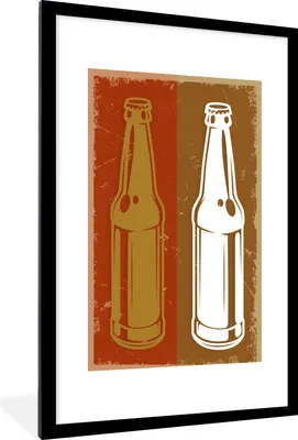 Produktbild von MuchoWow® MuchoWow® Gerahmtes Poster Mancave - Flasche - Vintage - Zeichnung 60x90 cm - Poster mit zchwarzem Bilderrahmen - Dekoration - Wandposter Wohnzimmer - Hochwertig