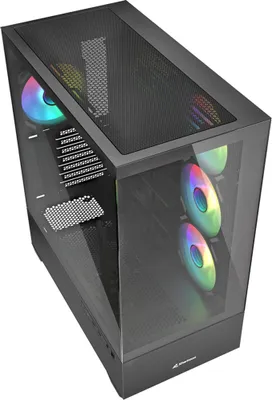 Produktbild von Sharkoon AK6 RGB, PC, Schwarz, ATX, micro ATX, Mini-ATX, Gehärtetes Glas, Multi, Rücken, Seite