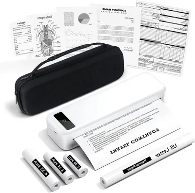 Immagine prodotto di Stampante termica portatile - Bluetooth - Senza inchiostro - Stampante per scontrini - Stampa in bianco e nero a 300 DPI