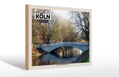 Produktbild von Holzschild Städte Rautenstrauchkanal Köln-Lindenthal 30x20cm