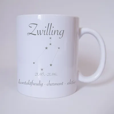 Bandneu ! Sichere dir jetzt für dich selbst oder als Geschenk die einzigartige Sternzeichen Zwilling Tasse von TassenKing.com