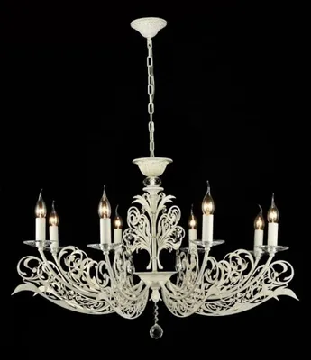 Zdjęcie produktu dla Lampa sufitowa Casa Padrino w stylu barokowym, kryształowa, biało-złota, w stylu antycznym - średnica 58 cm, wysokość 92 cm