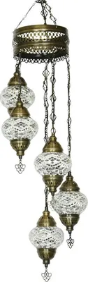 Produktbild von Oosterse Mosaik-Hängelampe, transparent, Höhe 97 cm, Breite 20 cm, Durchmesser 13,5 cm, E14 Fassung, Kupfer