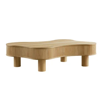 Produktbild von SalesFever Couchtisch 116x77 cm | Massivholz-Lamellen | MDF mit Eschenholzfurnier | B 116 x T 77 x H 32 cm | Natur