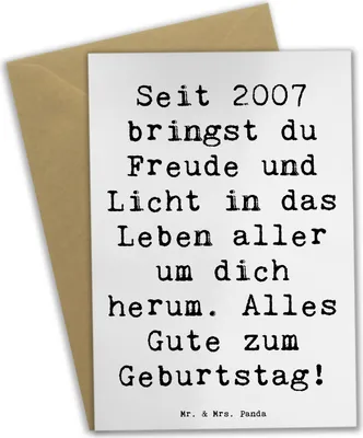 Produktbild von Mr. & Mrs. Panda Klappkarte Spruch 2007 Geburtstag - Weiß - Geschenk, liebevolle Geschenke, Leben, Grußkarten, besondere, Glückwunsch, einladungskarten, Glückwunschkarte