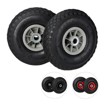 Produktbild von relaxdays 2 x Sackkarrenrad 3.00-4 schwarz-grau