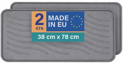 Obrázek produktu pro Odkapávací podložka na boty 78 x 38 x 2,5 cm, antracitová, balení po 2 ks, podložka s vysokým okrajem, vodotěsná, odolná odkapávací podložka na boty, ochrana před nečistotami a vlhkostí