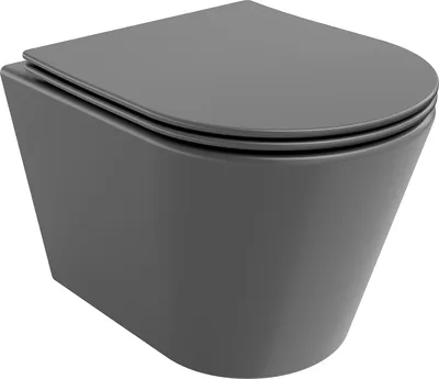 Produktbild von Mexen Rico WC-Schüssel Rimless mit schlankem, dunkelgrau mattem, langsam schließendem Duroplast-Sitz - 30724071