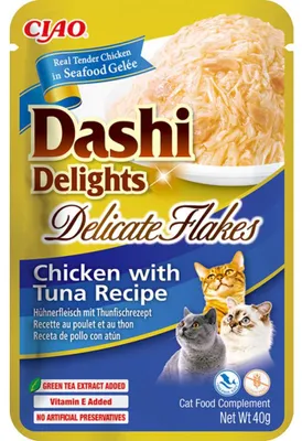Zdjęcie produktu dla INABA CAT Dashi Delights Delikatne Płatki Kurczak z Tuńczykiem - przysmak dla kotów - 40g