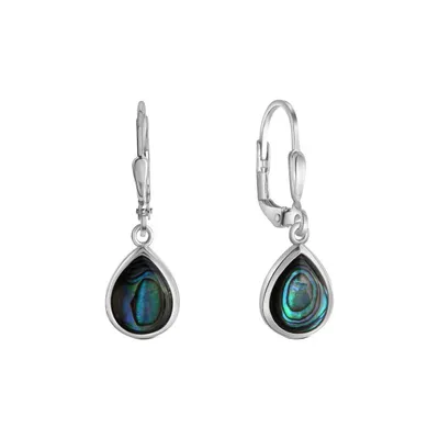 Produktbild von V Ohrhänger 925/- Sterling Silber 2,7cm weiß Abalone grün 279230026