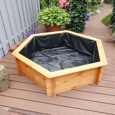 Produktbild von Hochteich promadino Miniteich 6eck-Hochteich, honigbraun mit Teichfolie 170 x 140 x 40 cm