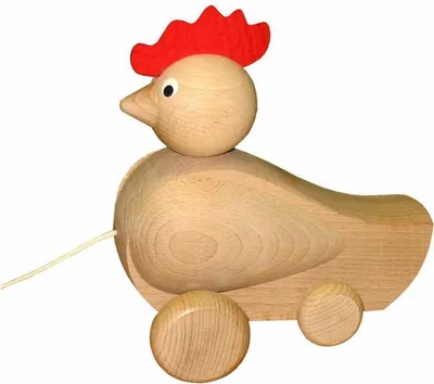 Obrázok produktu pre Miva drevená ťahacia figúrka kohúta - vzdelávacia hračka pestrofarebná