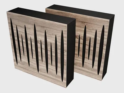 Productafbeelding van Set van 4 "Pulsar" geluidsabsorber en -diffusoren | Akoestische wandbekleding voor thuisbioscoop en studio | 50x50 cm [Sonoma, 100mm]