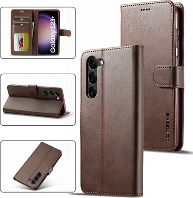 Produktbild von Samsung Galaxy S23+ Hülle, Klapphüllen Brieftasche Leder Magnetverschluss Ständer Schutzhülle für Galaxy S23+ Braun