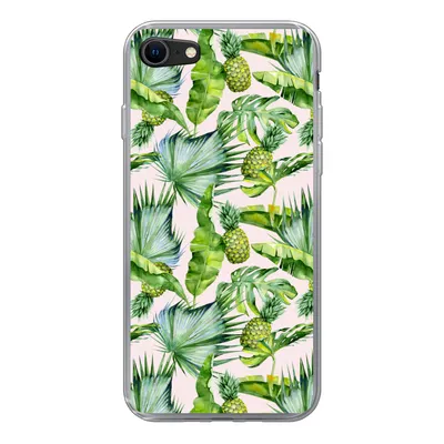 Produktbild von MuchoWow® Handyhülle Schutzhülle Hülle für iPhone 7 Blätter - Ananas - Muster Silikon Softcase Handy Hülle - Kartenhalter