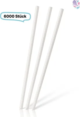 Produktbild von Papier- Trinkhalm, WEIß- JUMBO, 8X210MM, 6.000 Stk