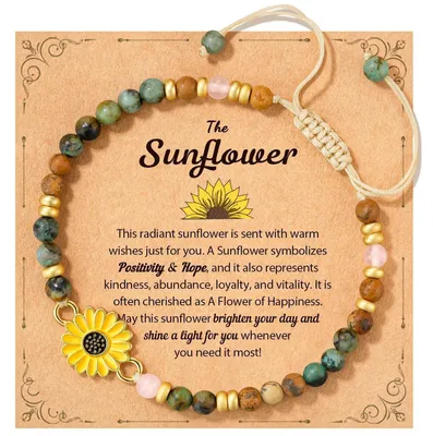 Productafbeelding van RIIRCSGE Zonnebloemcadeaus voor dames, natuursteenarmband cadeau voor dames