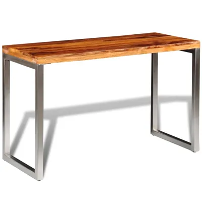 Produktbild von vidaXL Esstisch Schreibtisch Massivholz mit Stahlbeinen - Esstisch Und Stühle - Esstische Und Stühle - Essgruppe - Essgruppen