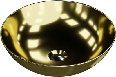 Produktbild von LAVITA Aufsatzwaschtisch Rosa Gold | Aufsatzwaschbecken Rund | Waschbecken Ohne Überlauf und Hahnloch | Aus hochwertigem Porzellan | Waschtisch | 40x40x13,5 cm | Gold