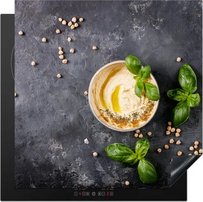 Produktbild von KitchenYeah© Herdabdeckplatte Dessert - Basilikum - Kräuter - Industriell , 78x78cm, Küche Deko, Glaskeramikkochfeld Herdabdeckung, Abdeckplatte fùr Kochfeld