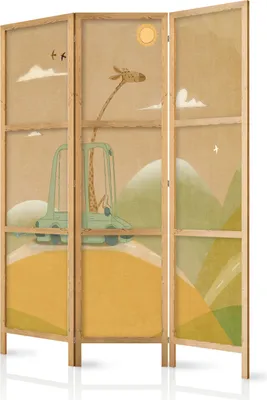 Obrázek produktu pro Japonský paraván pro děti 135x172 cm 3-dílný žlutý