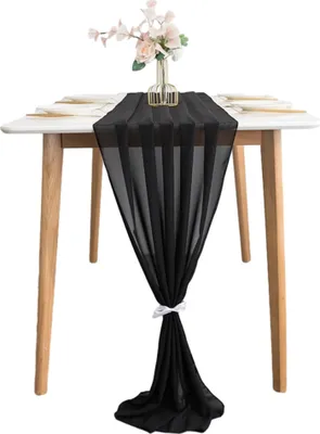 Obrázok produktu pre Mäkký šifón 70x305cm Romantický stolový bežec, jesenný stolový bežec na vďakyvzdanie, extra dlhý stolový bežec
